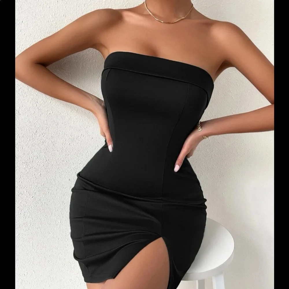 NWOT | Split Hem Tube Bodycon Dress - Picture 3 of 6